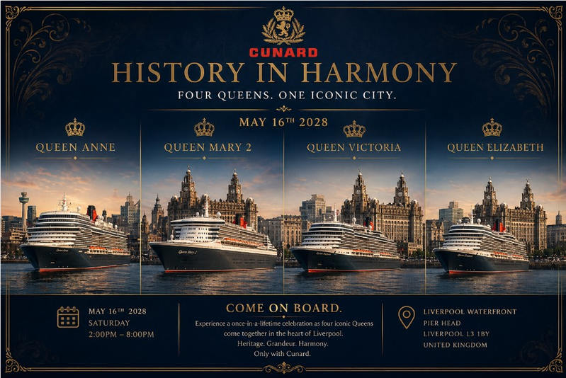 Four Queens Celebration: Cunard Ships Heading to the Mersey in 2028